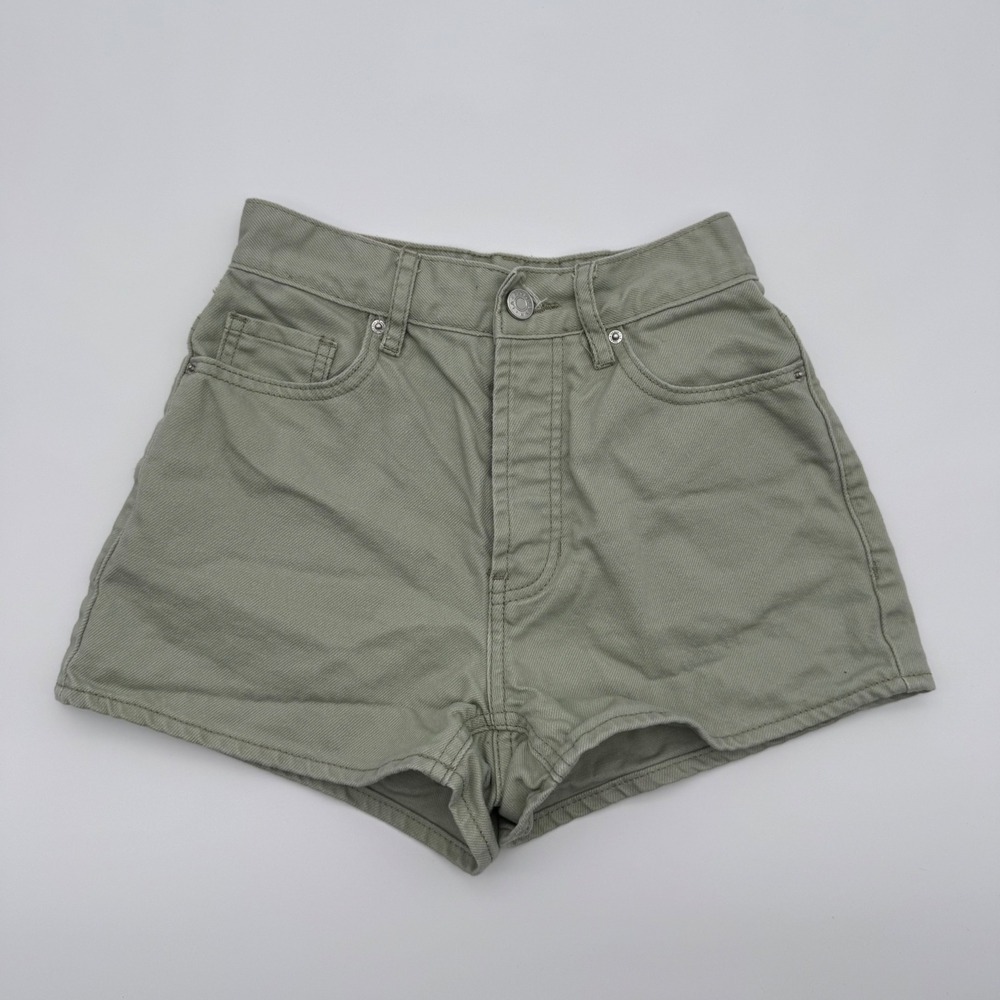 PacSun Vintage High Rise Sage‎ Green Denim Shorts Womens Size 22 Button Fly